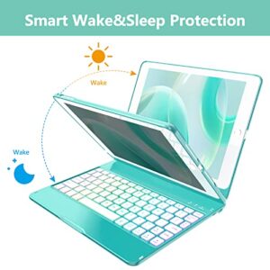 MMK Keyboard Case Compatible for iPad 9.7 Inch 2018 6th Gen, Detachable Wireless Bluetooth Keyboard Compatible with iPad 2017 (5th Gen)- Air 2/ Air Case, Magnetic Auto Sleep/Wake (Lake Blue)