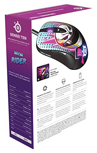 SteelSeries Sensei Ten - Gaming Mouse - 18, 000 CPI Truemove Pro Optical Sensor - Ambidextrous design - 8 Programmable Buttons - CS: GO Neon Rider Edition PC