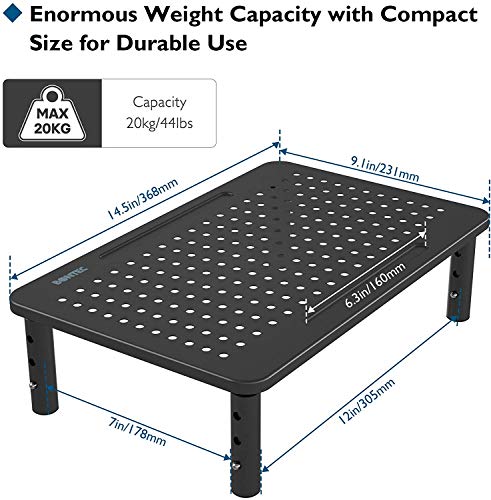 BONTEC 2 Pack Monitor Stand Riser, 3 Height Adjustable Monitor Stand with Pen Holder, Ergonomic Metal Laptop Stand with Cable Management, Great Computer Stand for Laptop, iMac, PC, Printer, 14.5 in