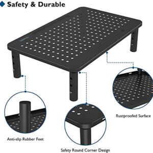 BONTEC 2 Pack Monitor Stand Riser, 3 Height Adjustable Monitor Stand with Pen Holder, Ergonomic Metal Laptop Stand with Cable Management, Great Computer Stand for Laptop, iMac, PC, Printer, 14.5 in