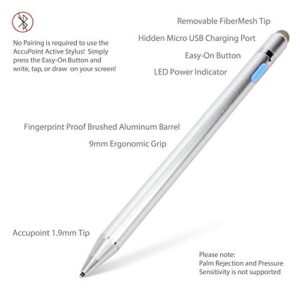 BoxWave Stylus Pen Compatible with LG V60 ThinQ 5G (Single Screen) (Stylus Pen by BoxWave) - AccuPoint Active Stylus, Electronic Stylus with Ultra Fine Tip - Metallic Silver