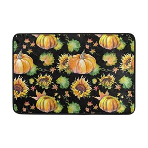 indoor doormat front door mat - autumn of pumpkins sunflowers leaves modern non slip floor mat for kitchen bathroom toilet inside welcome door rugs