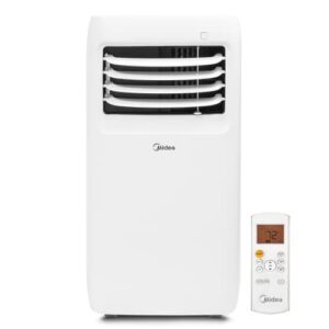 midea 8,000 btu ashrae (5,300 btu sacc) portable air conditioner, cools up to 175 sq. ft., with dehumidifier & fan mode, easy- to-use remote control & window installation kit included