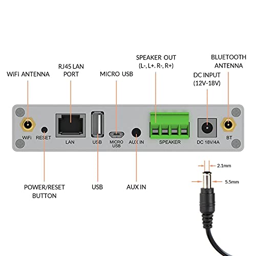 Arylic A30+ WiFi & Bluetooth 5.0 Mini Stereo Amplifier, 2 Channel Class D Wireless Amplifier, Home Amplifier for Speakers with spotify,airplay,Multiroom/multizone Digital Audio Speaker Amp