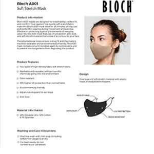 Bloch Soft Stretch Reusable Face Mask, White, Adult, 3 Count (Pack of 1)