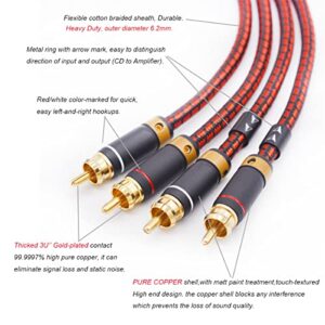 Primeda Auidophile 2RCA Male to 2RCA Male Stereo Audio Cable,Gold Plated | 4N Oxgen-Free Copper Core (3 Feet (1M))