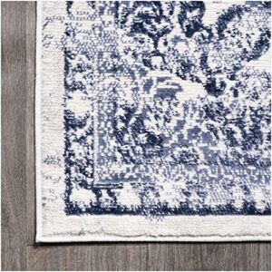 JONATHAN Y MDP400C-8 Alhambra Ornate Medallion Modern Indoor Area-Rug Vintage Bohemian Easy-Cleaning Bedroom Kitchen Living Room Non Shedding, 8 ft x 10 ft, Navy/Ivory