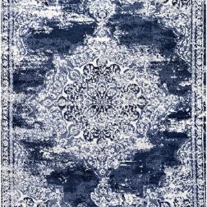 JONATHAN Y MDP400C-8 Alhambra Ornate Medallion Modern Indoor Area-Rug Vintage Bohemian Easy-Cleaning Bedroom Kitchen Living Room Non Shedding, 8 ft x 10 ft, Navy/Ivory