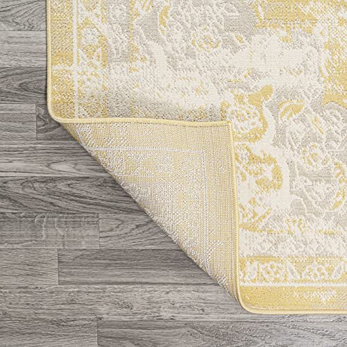 JONATHAN Y MDP400C-8 Alhambra Ornate Medallion Modern Indoor Area-Rug Vintage Bohemian Easy-Cleaning Bedroom Kitchen Living Room Non Shedding, 8 ft x 10 ft, Navy/Ivory