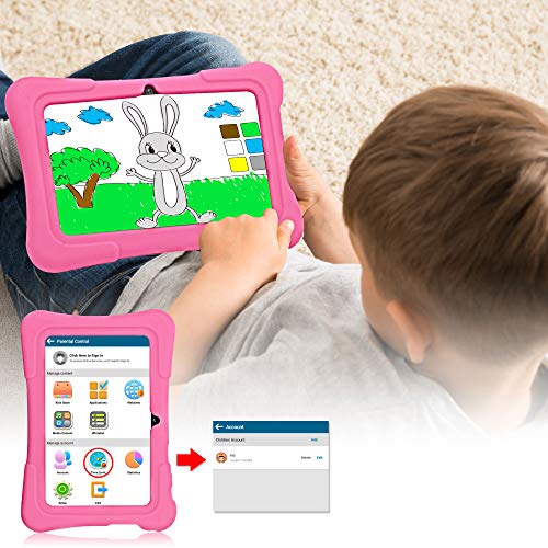 PRITOM 7 inch Kids Tablet, Quad Core Android 10, 32 GB ROM, WiFi, Bluetooth, Dual Camera, Educationl, Games, Parental Control, Kids Software Pre-Installed with Kids-Tablet Case (Light Pink)