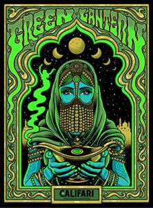 califari green lantern of mendocino strain uv screen print 18 x 24, signed & numbered by artist, vivid color wall art, poster, decor for a home, dispensary, or smoke shop