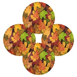 autumn leaves round placemats set of 4 table placemats fall maple leaf sunflower pumpkin place mats tablemats 15 inch for kitchen dining table dinner kids holiday party