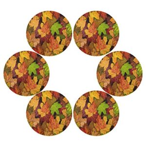 Autumn Leaves Round Placemats Set of 4 Table Placemats Fall Maple Leaf Sunflower Pumpkin Place Mats Tablemats 15 inch for Kitchen Dining Table Dinner Kids Holiday Party