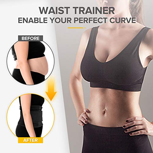 Portzon Waist Trainer for Women Men Weight Loss Everyday wear, Sport Girdle Belt, Waist Sweat Belt Slimmer Body Shaper