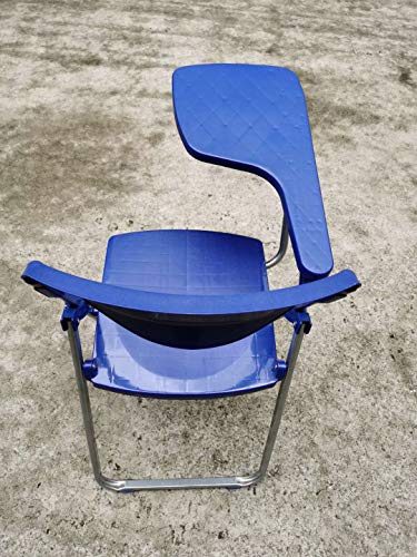 Yosogo Folding Chair with Writing Board (Blue Color) - Ergonomic Compact Portable Plastic Foldable Chair with Side Table, Book Net and Breathable Backrest for Student and Office