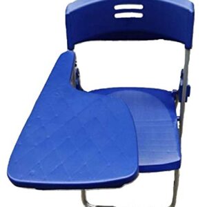 Yosogo Folding Chair with Writing Board (Blue Color) - Ergonomic Compact Portable Plastic Foldable Chair with Side Table, Book Net and Breathable Backrest for Student and Office