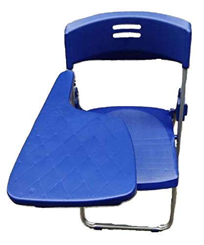 Yosogo Folding Chair with Writing Board (Blue Color) - Ergonomic Compact Portable Plastic Foldable Chair with Side Table, Book Net and Breathable Backrest for Student and Office