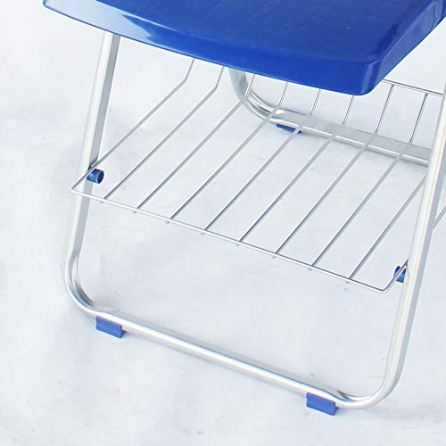 Yosogo Folding Chair with Writing Board (Blue Color) - Ergonomic Compact Portable Plastic Foldable Chair with Side Table, Book Net and Breathable Backrest for Student and Office