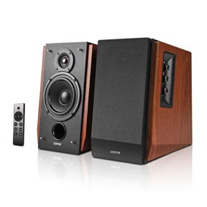 edifier r1700bts active bluetooth bookshelf speakers - 2.0 wireless near field studio monitor speaker - 66w rms with subwoofer line out