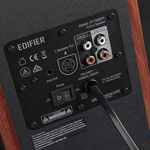 Edifier R1700BTs Active Bluetooth Bookshelf Speakers - 2.0 Wireless Near Field Studio Monitor Speaker - 66w RMS with Subwoofer Line Out