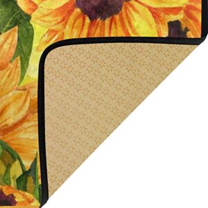 Anti Fatigue Kitchen Floor Mat, Non Slip Absorbent Comfort Standing Mat Soft Runner Rug for Hallway Entryway Bathroom Living Room Bedroom 39 x 20 in (Sunflower Butterflies)