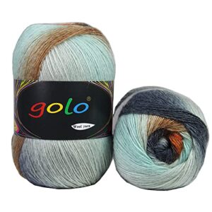 golo wool yarn for knitting 550yd 0.22ib cachemire multicolor rainbow yarn (orange-black)