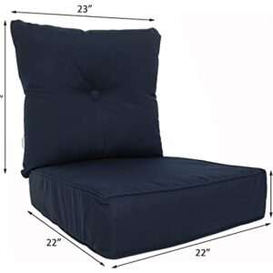 RULU 02180 Patio Cushion Outdoor/Indoor Sunbrella, Seat 22.5 x 22.5 x 5.75 inch + Back 23 x 23 x 7 inch, 23x22x22 Inch (Pack of 1), Canvas Navy