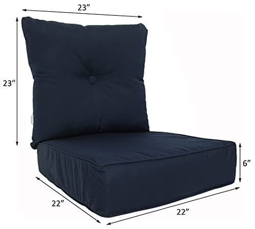RULU 02180 Patio Cushion Outdoor/Indoor Sunbrella, Seat 22.5 x 22.5 x 5.75 inch + Back 23 x 23 x 7 inch, 23x22x22 Inch (Pack of 1), Canvas Navy