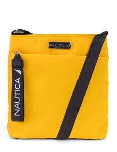 nautica womens diver nylon small crossbody bag purse with adjustable shoulder strap cross body, sunny (yellow), one size us