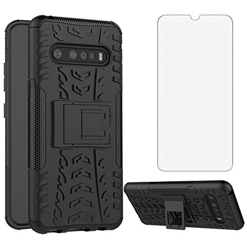 Asuwish Phone Case for LG V60 ThinQ V60ThinQ 5G G9 Thin Q with Tempered Glass Screen Protector and Slim Stand Hybrid Heavy Duty Rugged Protective Cell Cover LGV60 V 60 60ThinQ 60V Women Men Black