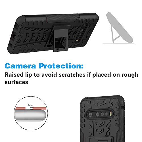 Asuwish Phone Case for LG V60 ThinQ V60ThinQ 5G G9 Thin Q with Tempered Glass Screen Protector and Slim Stand Hybrid Heavy Duty Rugged Protective Cell Cover LGV60 V 60 60ThinQ 60V Women Men Black