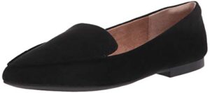 amazon essentials women's loafer flat, black microsuede, 11 wide