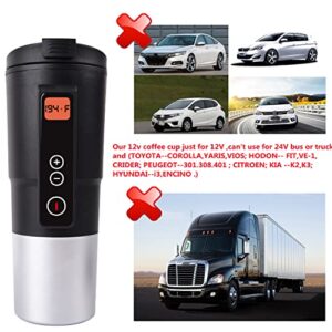 OBALY Smart Temperature Control Travel Coffee Mug Electric heated Travel Mug 12V Stainless Steel Tumbler Smart Heating Car Cup Keep Milk Warm LCD display Easily Washing Safe for use (Black)