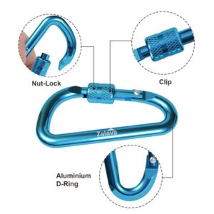 Zalava 6pcs 2”D-Clip Durable Locking Carabiner Keychain Clip,Keychain Clip Hook