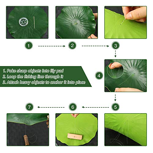 Auihiay 10 Pieces Realistic Lily Pads Artificial Water Floating Foam Lotus Flowers, Water Lily Pads Ornaments for Pond Pool Aquarium Water Decoration