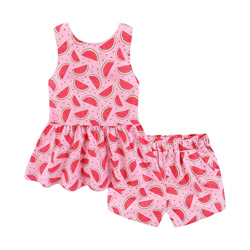 Mud Kingdom Watermelon Toddler Girl Outfits Backless 5T Fruit Pattern Pink