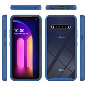 Phone Case for LG V60 ThinQ V60ThinQ 5G G9 Thin Q with Tempered Glass Screen Protector Clear Cover and Slim TPU Bumper Hybrid Hard Rugged Cell Accessories LGV60 V 60 60ThinQ 60V Cases Women Men Blue