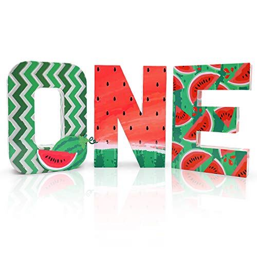 Distaratie Watermelon One Letter Sign-Red One in a Melon Cake Smash Photo Prop Watermelon First Birthday Party Decorations Large Freestanding Paper Mache 1 Year Old Number Sign