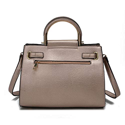 MKF Crossbody Satchel Bags for Women - PU Leather Pocketbook Handbag - Shoulder Strap, Lady Top Handles Purse Mustard