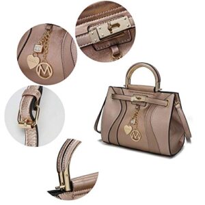 MKF Crossbody Satchel Bags for Women - PU Leather Pocketbook Handbag - Shoulder Strap, Lady Top Handles Purse Mustard