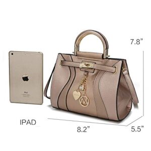 MKF Crossbody Satchel Bags for Women - PU Leather Pocketbook Handbag - Shoulder Strap, Lady Top Handles Purse Mustard