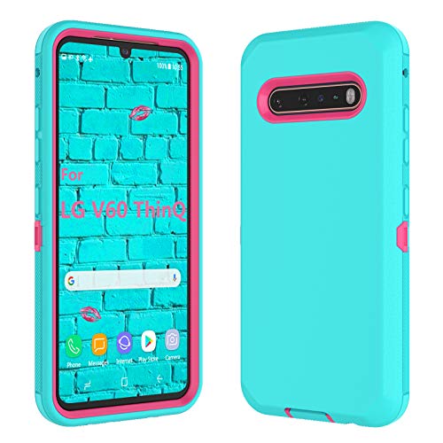 LG V60 Case, LG G9 ThinQ/LG V60 ThinQ 5G Case, Thybx [Drop Protection] Full Body Shock Dust Absorbing Grip Plastic Bumper TPU 3-Layers Durable Solid Phone Sturdy Hard Cases Cover [Turquoise]