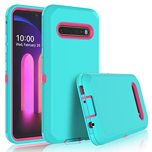 LG V60 Case, LG G9 ThinQ/LG V60 ThinQ 5G Case, Thybx [Drop Protection] Full Body Shock Dust Absorbing Grip Plastic Bumper TPU 3-Layers Durable Solid Phone Sturdy Hard Cases Cover [Turquoise]