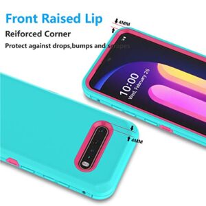 LG V60 Case, LG G9 ThinQ/LG V60 ThinQ 5G Case, Thybx [Drop Protection] Full Body Shock Dust Absorbing Grip Plastic Bumper TPU 3-Layers Durable Solid Phone Sturdy Hard Cases Cover [Turquoise]
