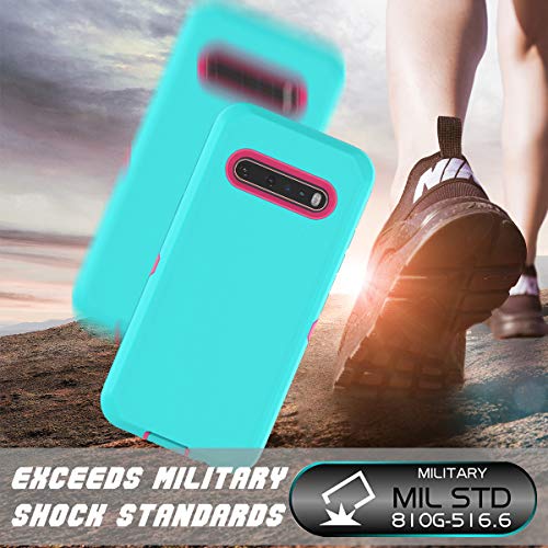 LG V60 Case, LG G9 ThinQ/LG V60 ThinQ 5G Case, Thybx [Drop Protection] Full Body Shock Dust Absorbing Grip Plastic Bumper TPU 3-Layers Durable Solid Phone Sturdy Hard Cases Cover [Turquoise]