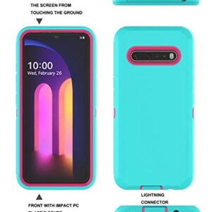 LG V60 Case, LG G9 ThinQ/LG V60 ThinQ 5G Case, Thybx [Drop Protection] Full Body Shock Dust Absorbing Grip Plastic Bumper TPU 3-Layers Durable Solid Phone Sturdy Hard Cases Cover [Turquoise]