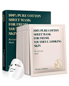 madeca derma 10 pack revitalizing mask for women (pack of 1) - face mask sheet korean skincare - hydrating facial mask for all skin types - instant repairing & moisturizing with soothing centella asiatica, adenosine, red algae, niacinamide & caffeine