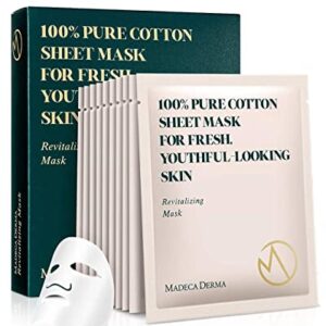 Madeca Derma 10 Pack Revitalizing Mask for Women (Pack of 1) - Face Mask Sheet Korean Skincare - Hydrating Facial Mask for All Skin Types - Instant Repairing & Moisturizing with Soothing Centella Asiatica, Adenosine, Red Algae, Niacinamide & Caffeine