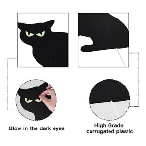 Ivenf Halloween Decorations Outdoor, 6ct Black Cat Decor Yard Signs with Stakes, Scary Silhouette with Glow in Dark Eyes, Corrugated Plastic, Waterproof Lawn Decorations for Kids Family Home Party