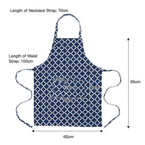 LessMo Kitchen Cooking Aprons with 3 Pockets for Men Women - Cotton Adjustable Professional Grade Chef Apron for Kitchen, BBQ & Grill (Blue)